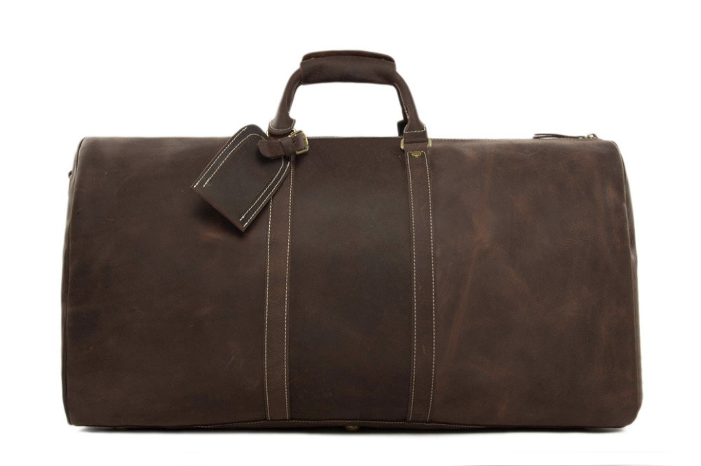 Moshi Extra Large Dark Brown Vintage Leather Travel Bag Men Duffle Bag Fashion Overnight Bag Men ...