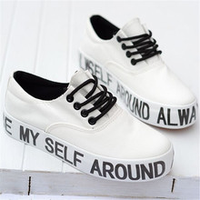 New Arrival Fashion Thick Sole Letter Print Women Sneakers Platform Elevator Shoes Casual Lace Up Low