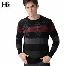 Cashmere Sweater Men 2015 New arrival Mens Sweaters Striped Printed Wool pullover Men O Neck Pull Homme Brand Men’s Clothing OEM