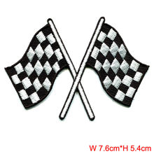 Checkered flag chequered auto car racing rockabilly applique iron-on patch