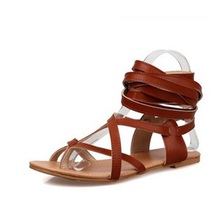 Ladies Plus size 49 50 Two Ways Wearing Gladiator Cheap Ankle-strap Leisure Thongs Flats Flip flops Summer Sandalias Beach shoes