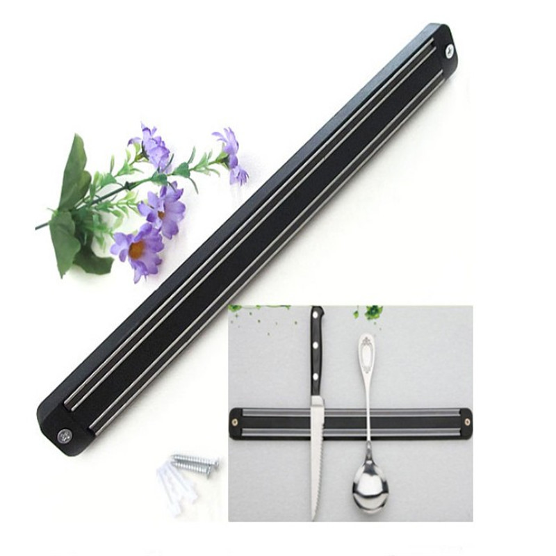 Magnetic Knife Holder Tool Rest Shelf 33cm Wall Mount Black Block Magnet Knife Holder Pub Bar Counter For Stainless Steel Knife