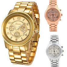 Men s Women s Geneva Platinum Round Face Stainless Steel Band Wrist Watch