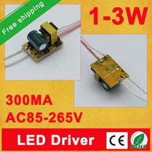 Free shipping (1-3)x 1W 3x1W Led Driver 1W 2W 3W Lamp Driver Power Supply Lighting Transformer AC85-265V(110V/220V) Output 300mA
