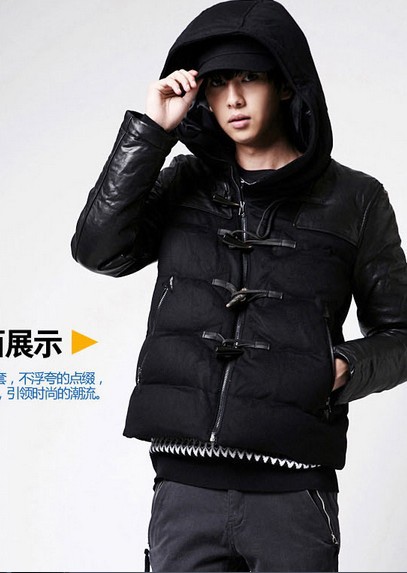 Free Shipping 2014 Winter Slim Thickening Cotton Clothes Men s Hood Patchwork Cotton Padded Jacket Male