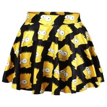 EAST KNITTING X-146 Fashion Cartoon Print Women Short Skirt Peacock Tartan Simpsons 4 Designs Saia Casual Skirt Punk Hot Sale