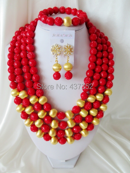 Free Shipping! 2014 Fashion Artificial Coral Beads Jewelry Set Nigerian African Wedding Beads Jewelry Set CWS-309