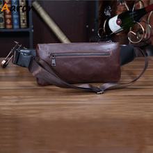 Aaron 2015 Summer Style Craze Horse Leather Men Waist Bag Vintage Molle Pouch Fanny Packs Outdoor