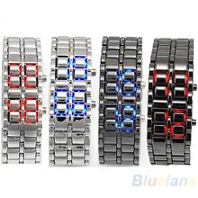 2013 New Fashion Men Women Lava Iron Samurai Metal LED Faceless Bracelet Watch Wristwatch 0E93