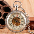 Xmas Gifts Pocket Fob Watches Silver Luxury Steampunk Mechanical Nurse Clock Wind Up Chain Roman Numbers