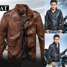 2014 Hot Autumn Male Leather Jacket Men Fashion Motorcycle Jackets Punk Clothing Large Size Zipper Cool Style Leather Men Coat