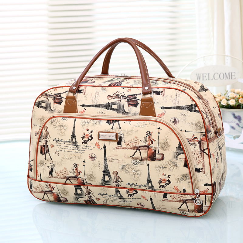 6 Colors 2015 Fashion Pu Leather Travel Bag Women Pattern&Striped Travel Duffel Bag Large ...