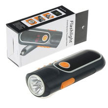 Portable Emergency Hand Crank Mini Flashlight / Torch, AM / FM Radio, Blink / Siren, Mobile Phone Charger