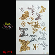Body art chain gold tattoo temporary tattoo tatoo flash tattoo metallic tattoo temporary Butterfly tattoost stickers