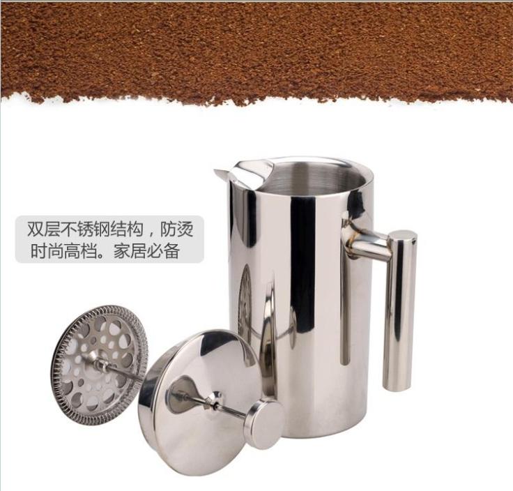 Factory direct sale 1L double walled Stainless Steel LFGB cappuccino coffee pot,teapot with ...