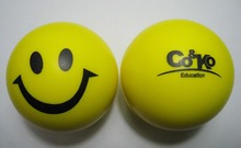 6.3 cm dia logotipo personalizado material de la pu smiley face antiestrés, pelota anti estrés, regalos de la promoción, en impresión de su logotipo 50 unids/lote