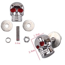 4pcs/lot 6mm Chrome Red Eye Motorcycle Skull License Plate Frame Bolts Screws Caps ATV Quad Trailer Hotrod & Ratrod Car Truck