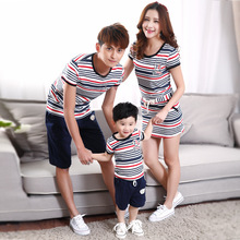 Family Matching Outfits Striped Family Clothing Mother/Mom and Daughter Dress Father Son Clothes Mom and Baby Clothes LK04