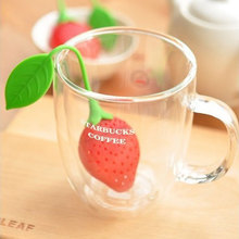Reuseable Silicone Red Strawberry Shape Tea Bag Punch Filter Infuser Strainer 