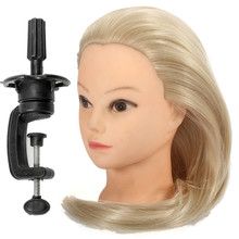 Hot Selling 18Inch Salon Synthetic Blonde Colour Hair Cosmetology Hairdressing Mannequin Training Head With Clam Tools