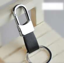 2015 New Fashion Black Leather Strap Keyring Keychain Key Chain