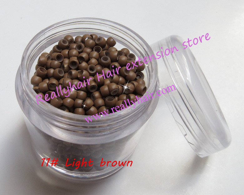 Hot sale 1000pcs bottle 2 9x1 6x2 0mm 11 Light Brown Nano Rings with Silicone for