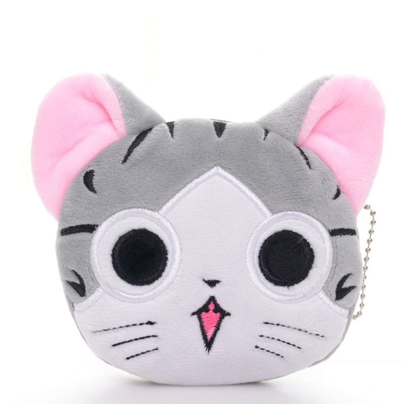 Sweety Round Gray Chi\'s Cat Plush Girls Coin Purse Chain Wallet 4*4\'Brand New #LN