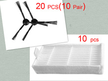 30 pcs/lot 20 side brush(10 pair) &10 HEPA filters for ecovacs CR120 X500 X600 panda filter promaster 2712