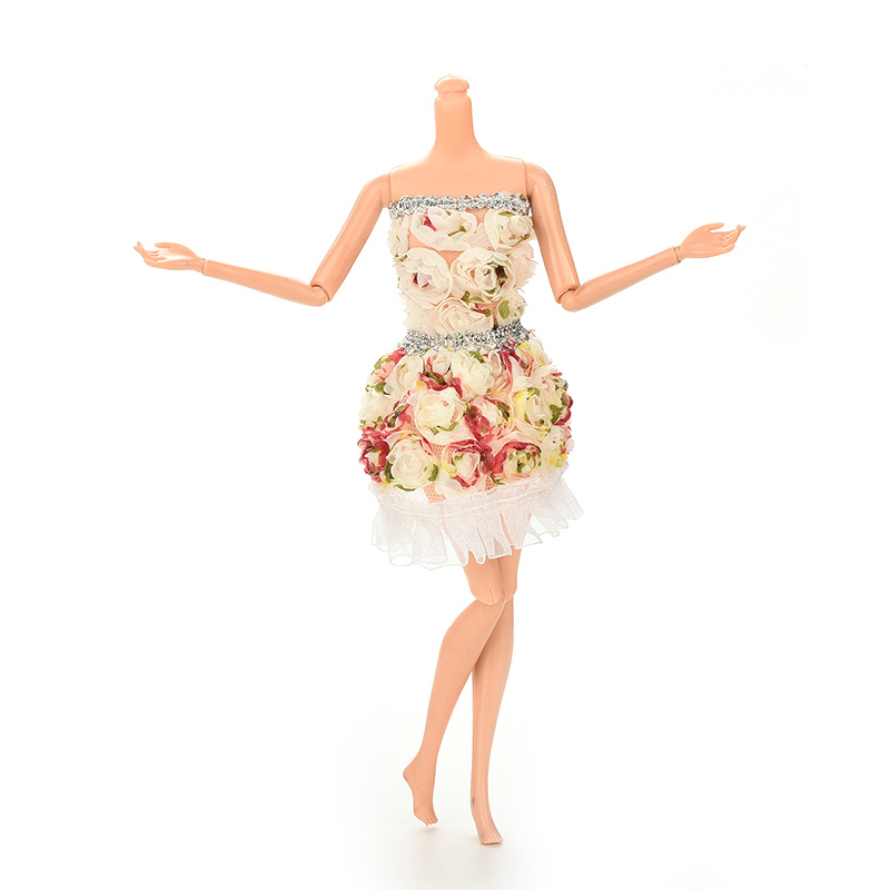 Fashion Flower Doll Dresses Package Hip Skirt For Barbie Doll Handmade Dolls Accessories Clothes
