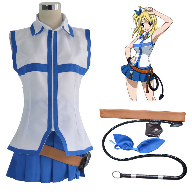Fairy Tail Lucy Heartfilia Default Uniform Cosplay Costume Party Dress