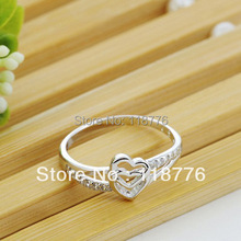 New Arrive Fashion Accessories Jewelry White Gold Plated CZ Diamond Rhinestone Heart Wedding Engagement Promise Rings