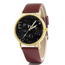 Brown Mathematical Formula Einstein E MC2 Equation Watch Faux Leather Dress Wristwatch