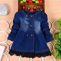 2016 baby girls spring autumn christmas denim jacket baby fashion girls cowboy lace jackets coats children
