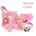 Sex Bondage Kit Set 10 Pcs Sexy Product Set Adult Games Toys Set Hand Cuffs Footcuff