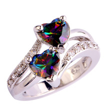Women Colorful Rainbow Topaz 925 Silver Ring Size 7 8 9 10 New Fashion Jewelry Gift Free Shipping Wholesale