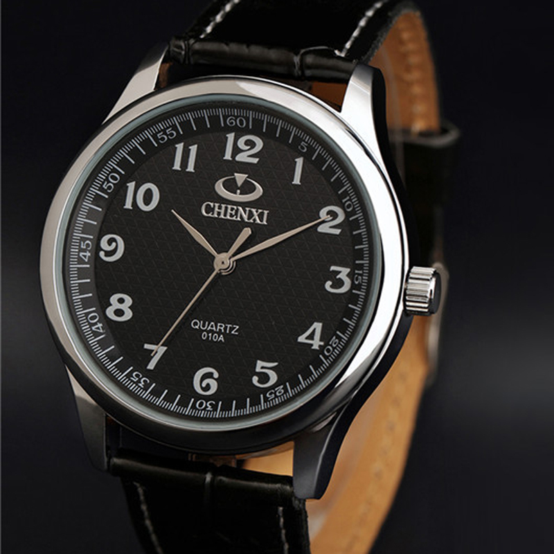 casual watch Black leather strap watches dropshipping vogue quartz wristwatches single clock white watch men