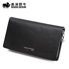 Brand BISON DENIM Men Clutch Bag Genuine Leather Cowhide Purse Business Casual Handbag Large Capacity Men’s Wallet Free Shipping