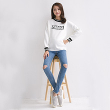 2016 new spring hole nine cowboy jeans Maternity Pants worn women abdominal pants fashion slim pants Clothes For Pregnant Women