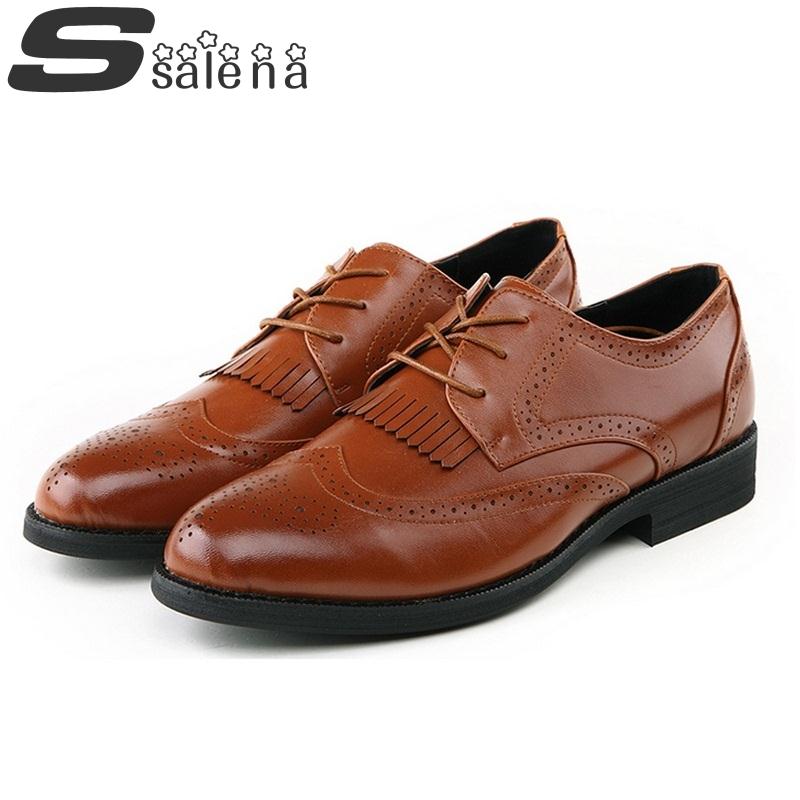 Genuine Leather Shoes Men Oxford Shoes British Style Carved Bullock Business Shoes Breathable Fashion Men Dress Shoes A140