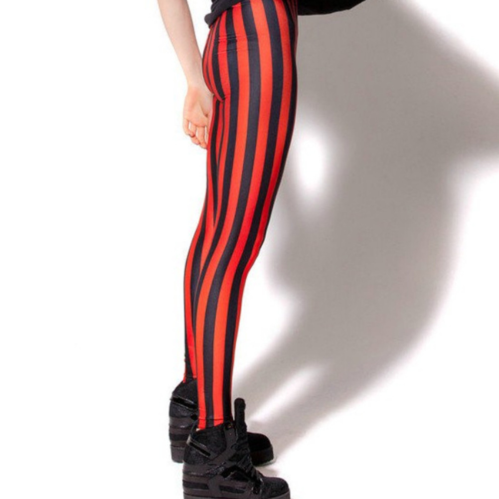 red black striped trousers