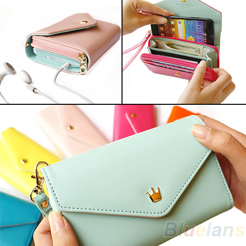 2013 New Womens Multifunctional Envelope Wallet Coin Purse Phone Case for iPhone 5 4S Galaxy S2