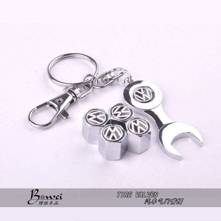 New Hot Sale Car Wheel Tire Valve Caps with Mini Wrench Keychain for VW Volkswagen 4