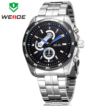 Nuevo clásico inoxidable WEIDE completa para hombre de acero reloj de cuarzo de japón del reloj del movimiento 30 M impermeable de buceo militar deportes relojes