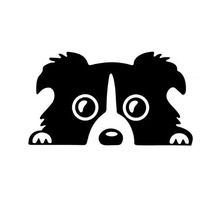 14*8CM Border Collie DOG Personality Reflective Glass Rear Pet Car Sticker Black/White CT-505