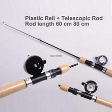 Ice Fishing Rod 60CM 80CM Mini Telescopic Fishing Pole Stick Ultra Light Winter Fishing Tackle Tool with Plastic Reel