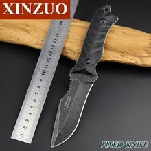Xinzuo 440A Heavy Duty alta calidad total Tang fijo de la lámina de piedra acabado caza cuchillos de la correa manija G10 aire libre que acampa 100% OEM