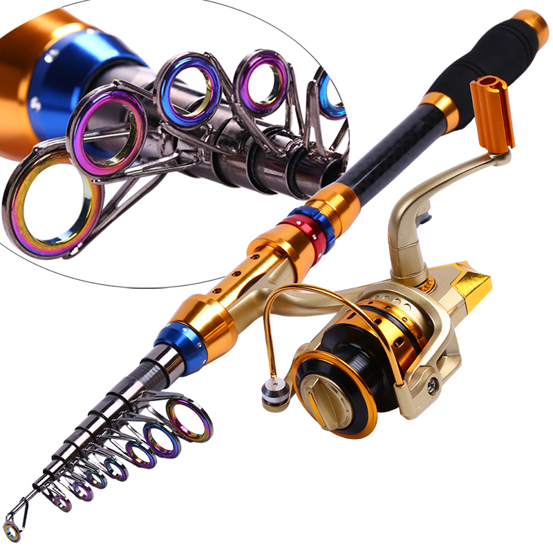 NEW Carp Fishing Set 1.8M-3.6M Telescopic Carbon Fishing Rod With 2000-5000 Series Spinning Fishing Reel Set High Quality