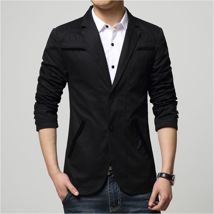 2015 Autumn Comfortable Cotton Blazers Men Two Buttons Solid Design Casual Blaser Jacket Blazer Masculino Slim Black grey khaki4