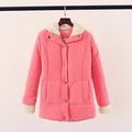 Preppy Style Ultra Thick Warm Women Coat with Hoods Lamb Plush lining Thickening cotton padded hooded