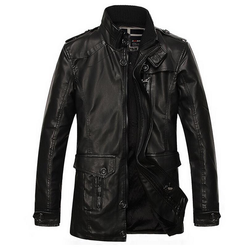 Leather Jacket Men winter Biker jacket Bomber Leather Motorcycle Jackets chaqueta cuero hombre Plus velvet mens jaqueta de couro